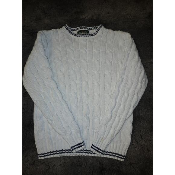 Vintage J. Crew oarsman fisherman crewneck cable-knit preppy tennis sweater S - Picture 1 of 3